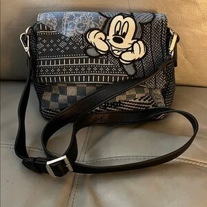Desigual & Mickey Mouse Collab Blue Women's Bag w/Black Vegan Leather Accents